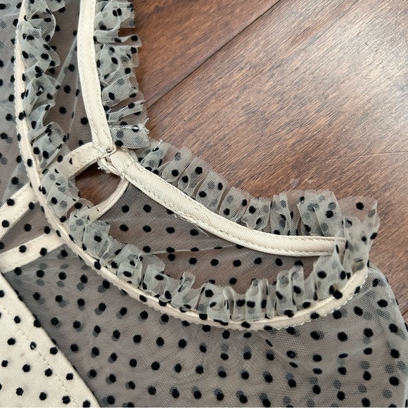 Poppies and Roses Velvet Polka Dot on Beige Netting Kids Dress, Size Large - Picture 4 of 14